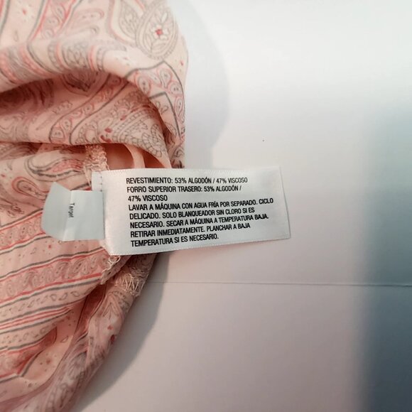 Ruffled Paisley Pink Blouse S Universal Thread 100% Cotton Womens  Short sleeves - Picture 8 of 8